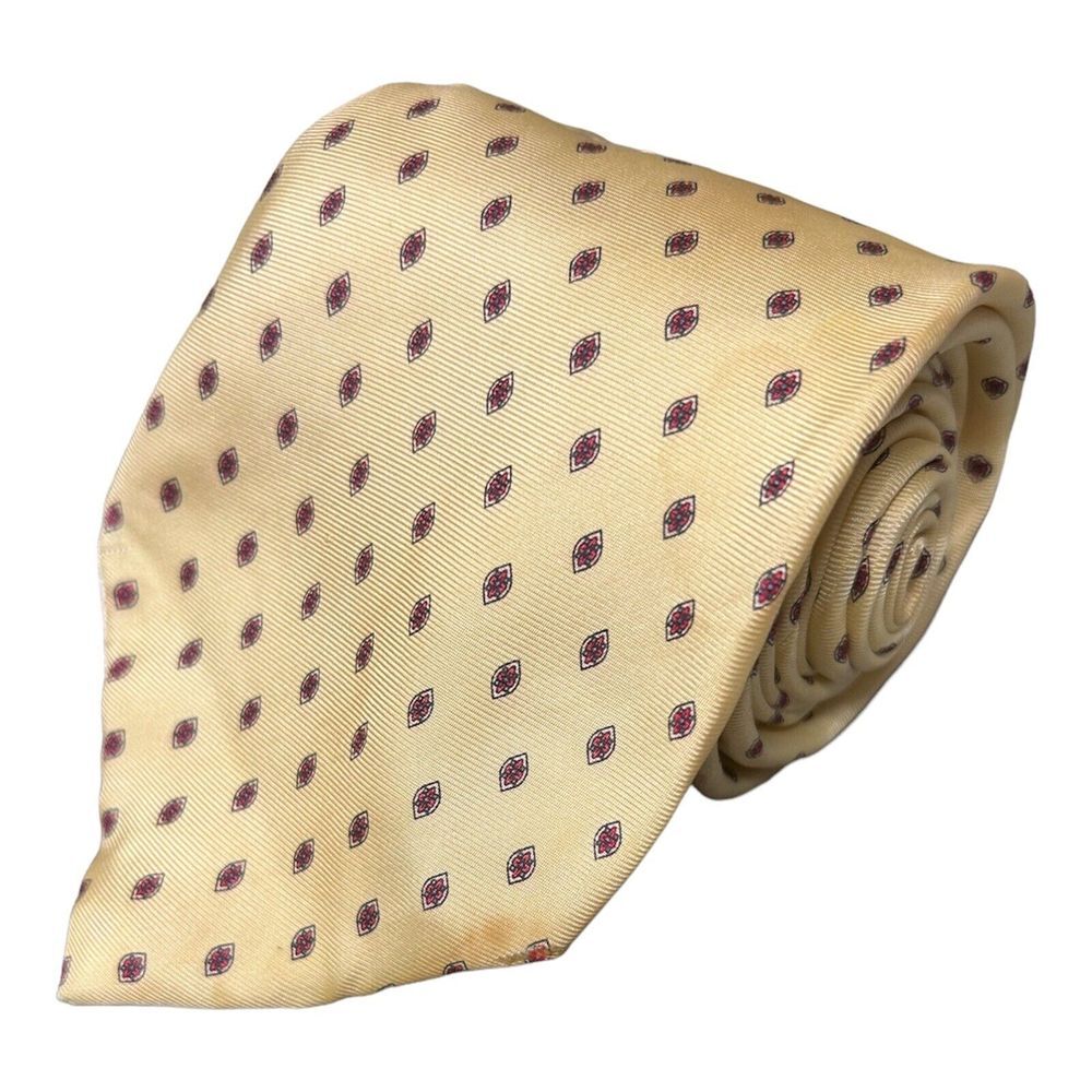 Christian Dior Tie Mens Yellow Tulip Classic 100% Silk Made in USA